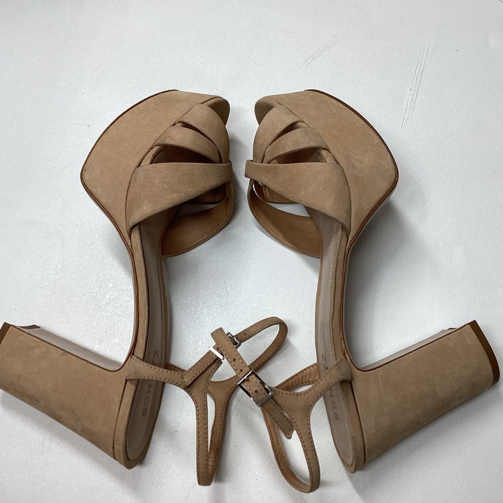 Schutz Keefa Nubuck Platform Ankle Strap Block Heel Sandals Size 11 - Picture 9 of 16